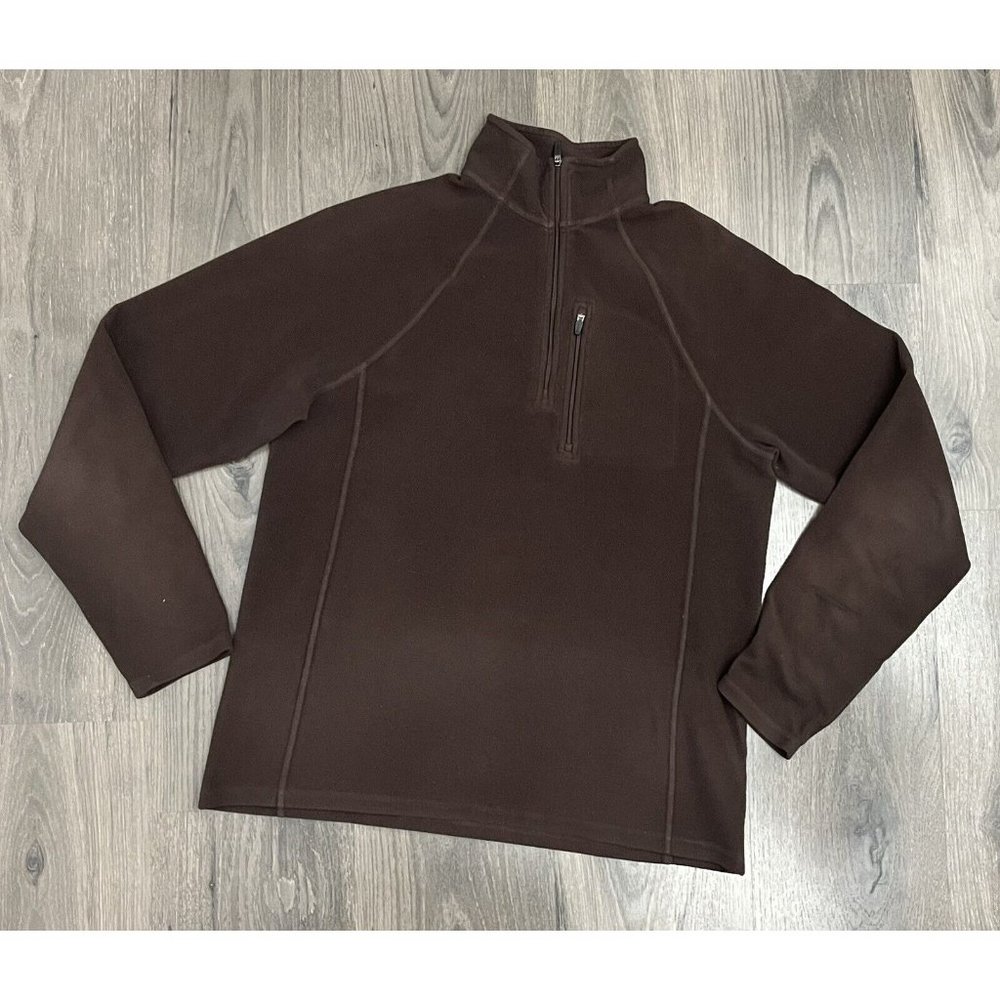 LL Bean 1/4 Quarter Zip Brown Fleece Pullover Mens Small Regular Lightweight